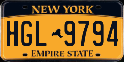 NY license plate HGL9794