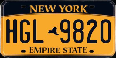 NY license plate HGL9820