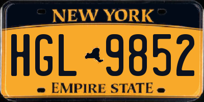 NY license plate HGL9852