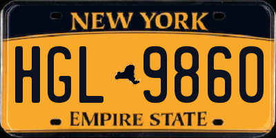 NY license plate HGL9860