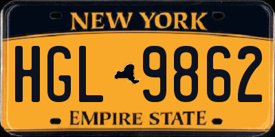 NY license plate HGL9862