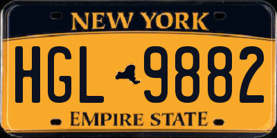 NY license plate HGL9882