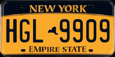 NY license plate HGL9909