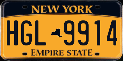 NY license plate HGL9914