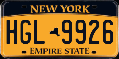 NY license plate HGL9926