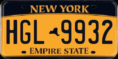 NY license plate HGL9932