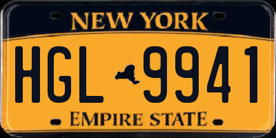 NY license plate HGL9941