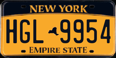 NY license plate HGL9954