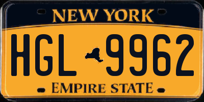 NY license plate HGL9962