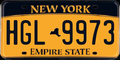 NY license plate HGL9973