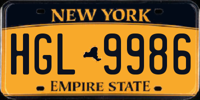 NY license plate HGL9986