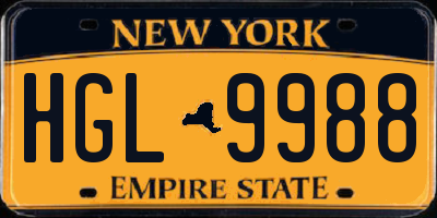 NY license plate HGL9988