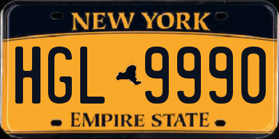 NY license plate HGL9990