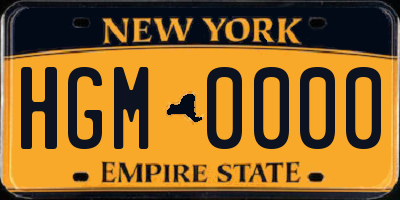 NY license plate HGM0000