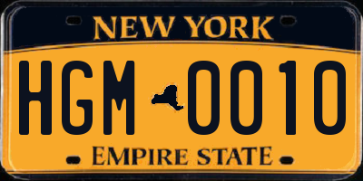 NY license plate HGM0010