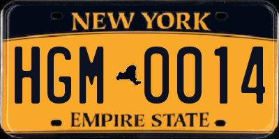NY license plate HGM0014