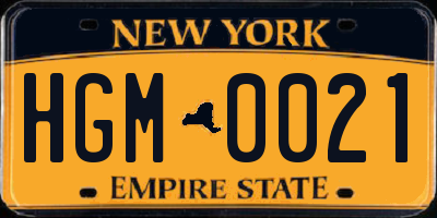 NY license plate HGM0021