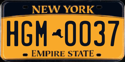 NY license plate HGM0037