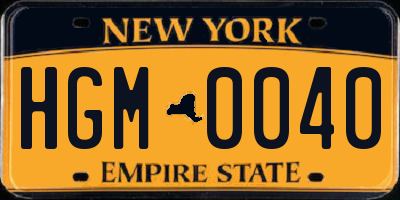 NY license plate HGM0040