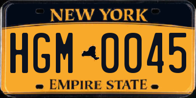 NY license plate HGM0045