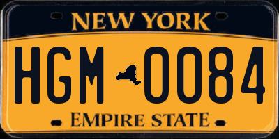 NY license plate HGM0084