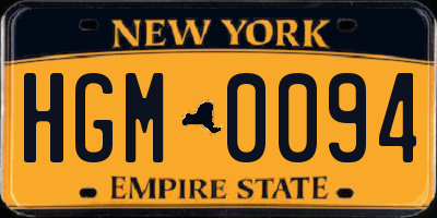 NY license plate HGM0094