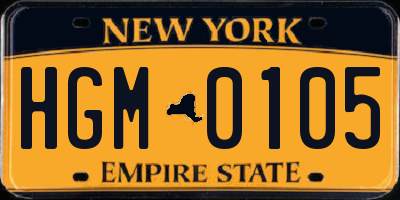 NY license plate HGM0105