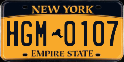 NY license plate HGM0107