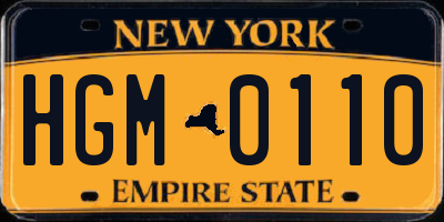 NY license plate HGM0110
