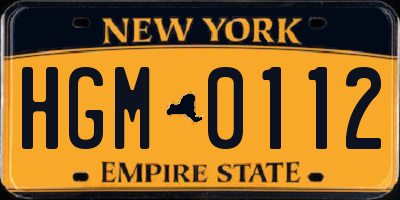 NY license plate HGM0112