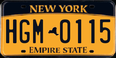 NY license plate HGM0115