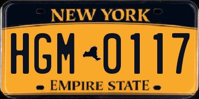 NY license plate HGM0117