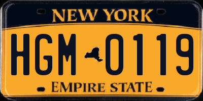 NY license plate HGM0119