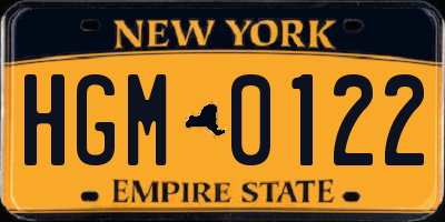 NY license plate HGM0122