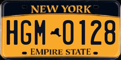 NY license plate HGM0128