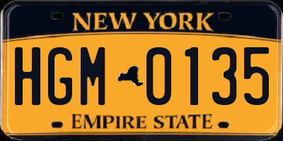 NY license plate HGM0135