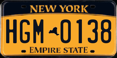 NY license plate HGM0138