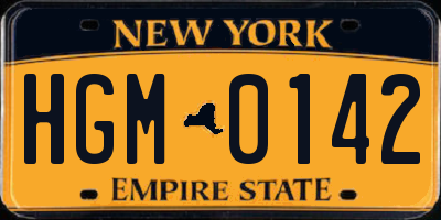 NY license plate HGM0142