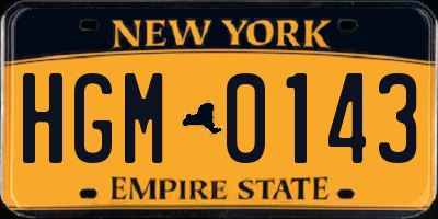 NY license plate HGM0143