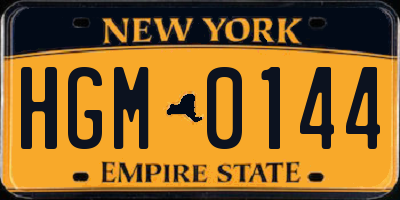 NY license plate HGM0144