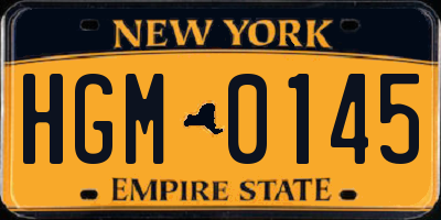 NY license plate HGM0145