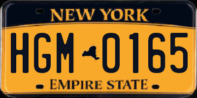 NY license plate HGM0165