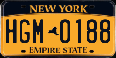 NY license plate HGM0188