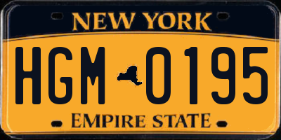 NY license plate HGM0195
