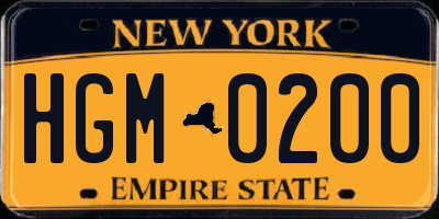 NY license plate HGM0200