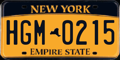 NY license plate HGM0215