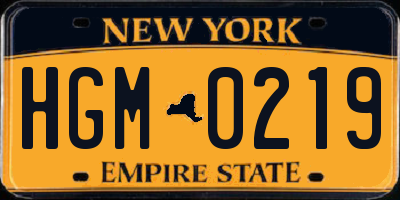NY license plate HGM0219