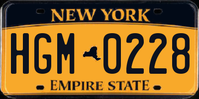 NY license plate HGM0228