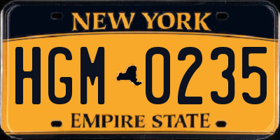 NY license plate HGM0235