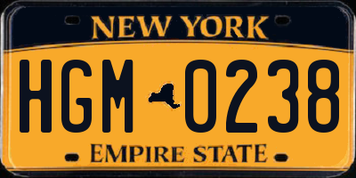 NY license plate HGM0238